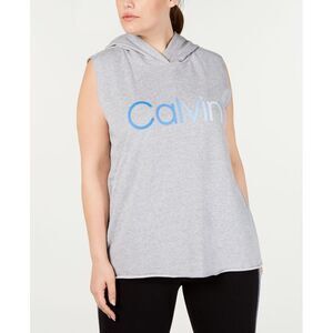 Calvin Klein Performance Plus Size Ombre Logo Sleeveless Hoodie